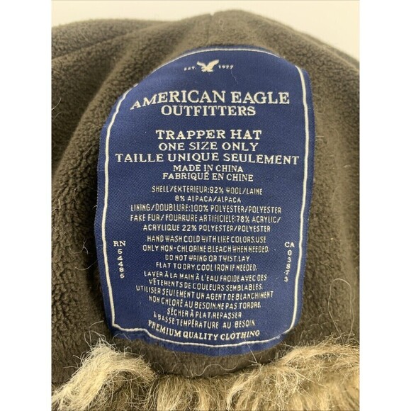 American Eagle Wool Alpaca Faux Fur Trapper Hat Fair Isle Knit Ear Flap One Size - Picture 11 of 14